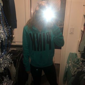 VS PINK teal  sweatshirt  zip-up, SMALL